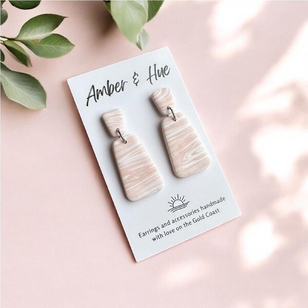 Pink Marbled Dangle Earrings