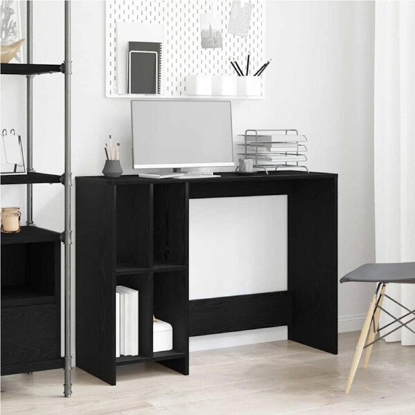 Desk with Shelf Black Oak 102,5 x 35 x 75 cm Engineered Wood vidaXL