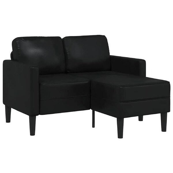 2-Seater Sofa with Chaise L-shaped Black 125 cm Faux Leather vidaXL