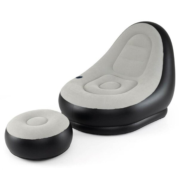 Costway Inflatable Lounge Sofa Chair Ottoman Flocked Air Couch Bed Lounger Seat Indoor Outdoor Pool Camping Beach