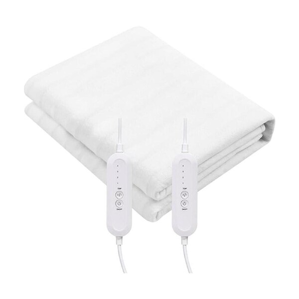 Goldair Full Fitted Electric Blanket White W/ Detachable Controllers King