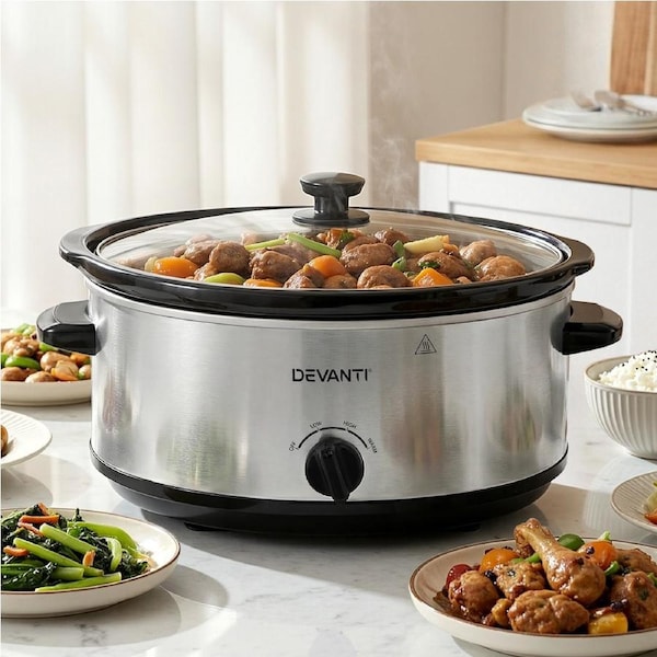 Devanti 6.5L Slow Cooker Electric Multi Cooker with 3 Heat Settings and Keep Warm Function