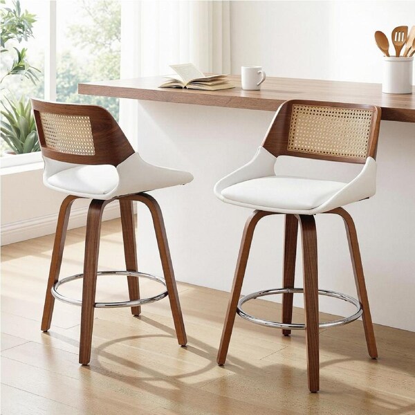 Artiss 60cm Wooden Bar Stools Set of 2 Swivel Kitchen Counter Stool Chair