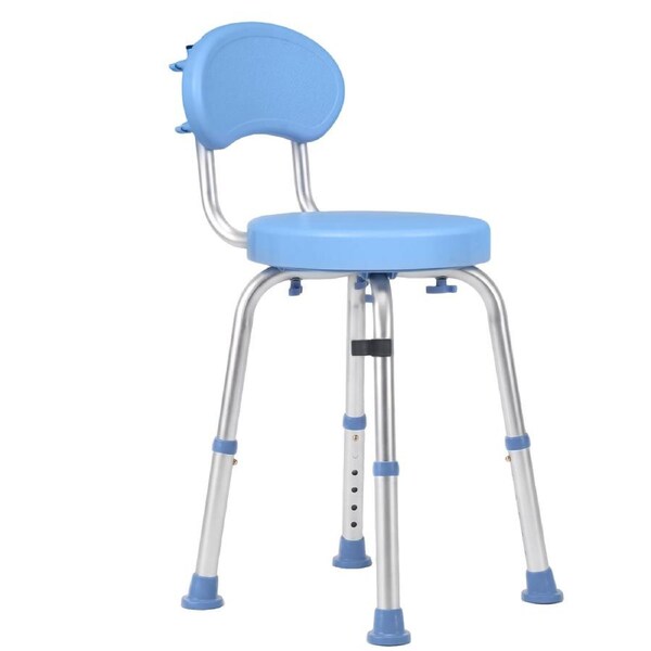 Advwin Shower Chair Stool, Bath Seat with 6-Level Height-Adjustable, Blue