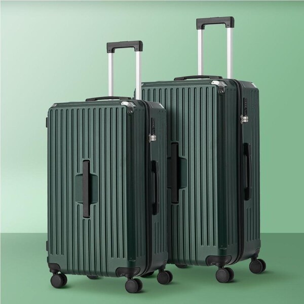 Mazam 2PCS Luggage Suitcase Trolley Set Travel TSA Lock Hard Shell Case Green