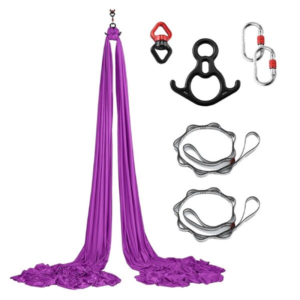 8x2.8m Aerial Silk Yoga Swing Hammock Trapeze Inversion Exercise Gymnastics Antigravity Acrobatic Flying Strength Training Fitness Workout Equipment