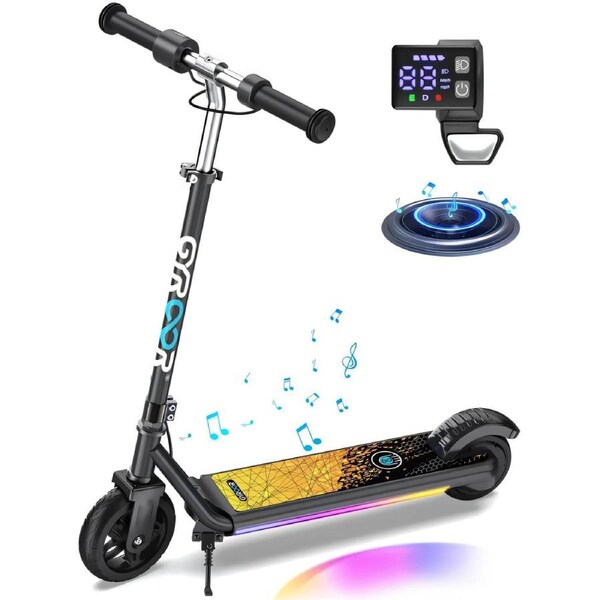 Kids Electric Scooter with Flashing LED Lights Bluetooth Speaker H30 Max by GYROOR