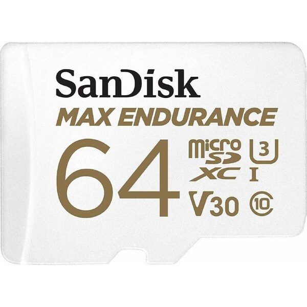 SanDisk MAX ENDURANCE 64GB microSD R100 W40 Memory Card + Adapter