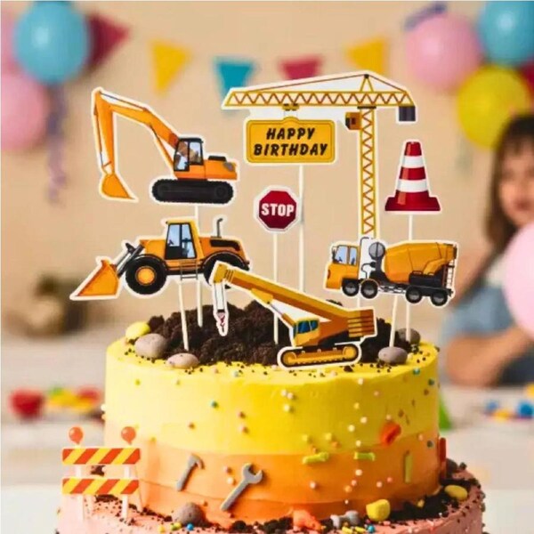Construction Truck Cake Topper Set 9pk