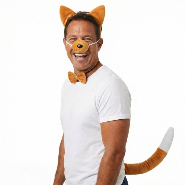 Brown Dog Dingo Costume Kit 4-Piece Set Headband with Ears and Tail