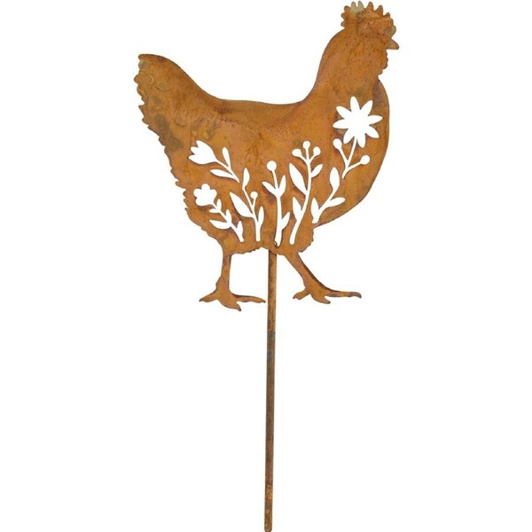 LVD Rustic-Coated Metal Medium Hen Garden Stake Decor Ornament 99x23x0.64cm