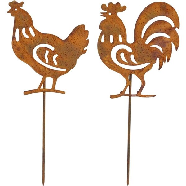 2pc LVD Rustic-Coated Metal Fruit/Vegetable Garden Stake Set 24x10x0.64cm