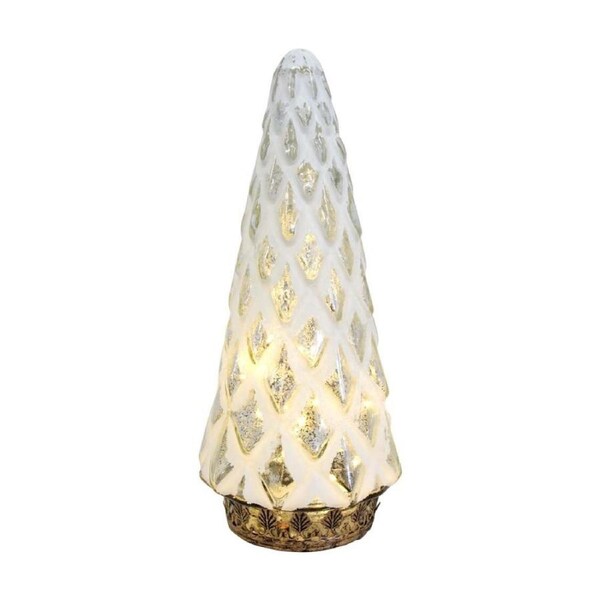 LVD Vintage-Inspired Large Pine Tree LED Lantern Home Decor White 11x11x24cm