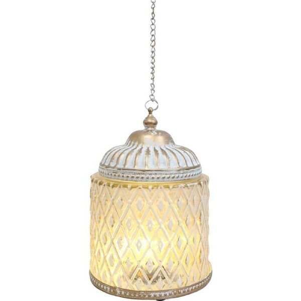 LVD Vintage-Inspired LED Lantern Vittoria White/Gold 12x12x18cm