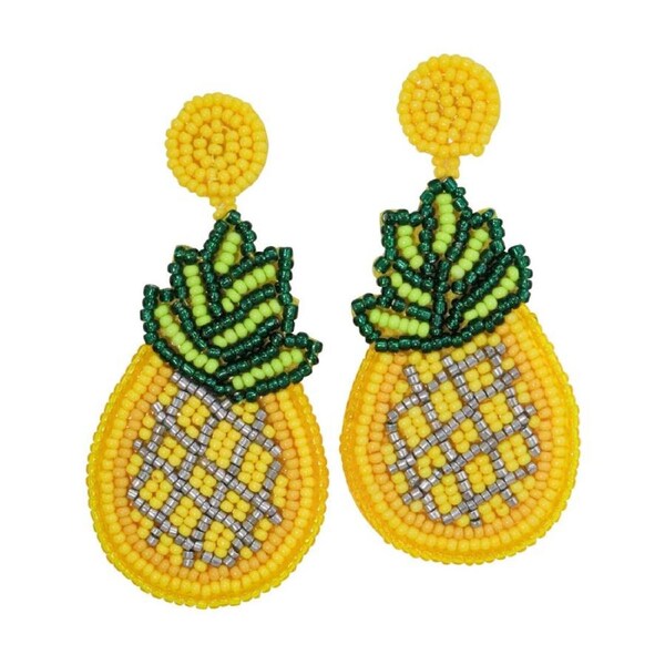 LVD Womens Beaded Pineapple Earrings W/ Stainless Steel Fittings Multicolour