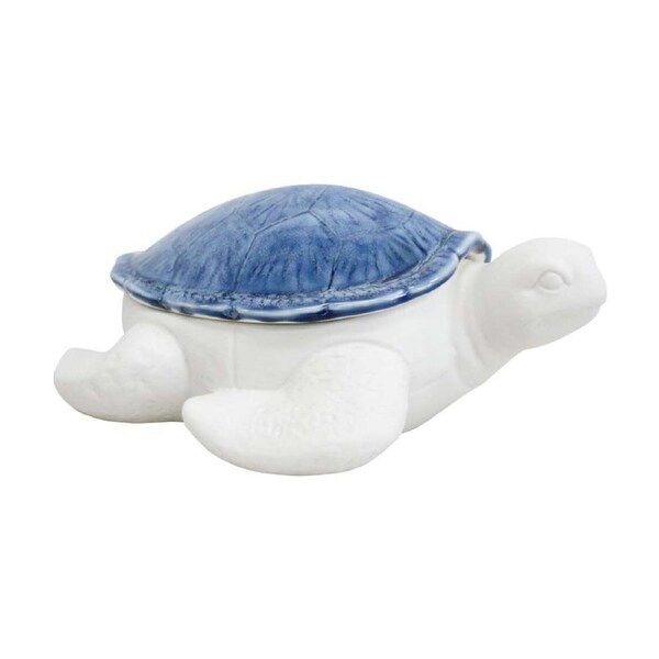LVD Coastal Turtle Jewellery/Accessory Trinket Box Blue Glaze 21.5x16x8.5cm