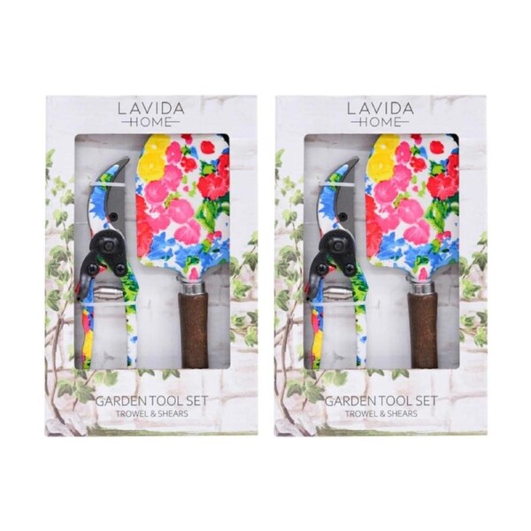 2x 2pc LVD Outdoor Gardening/Planting Trowel & Secateurs Tool Set Springtime