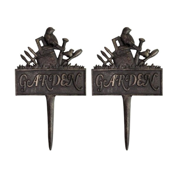 2PK LVD Outdoor Garden/Plant Pot Iron Bird Sign Stake Decor Ornament 35x19.5x2cm