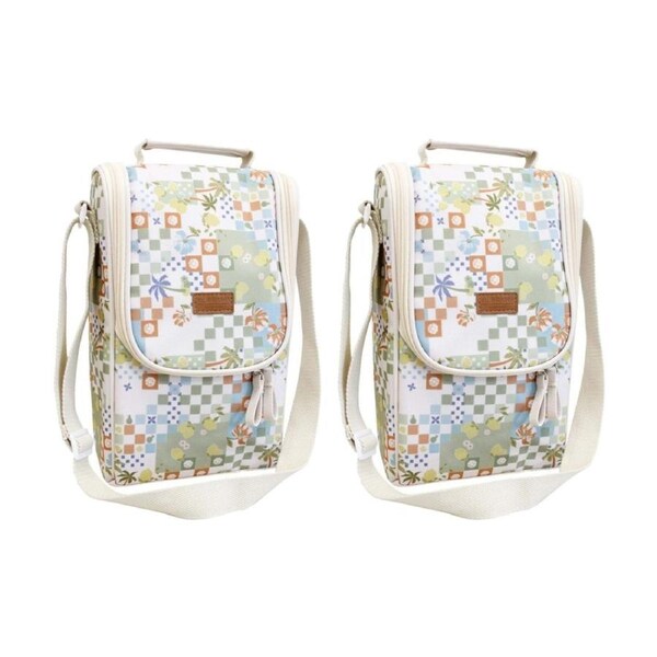 2PK LVD Corfu Insulated Double Wine Bottle Cooler Storage Travel Bag Multicolour