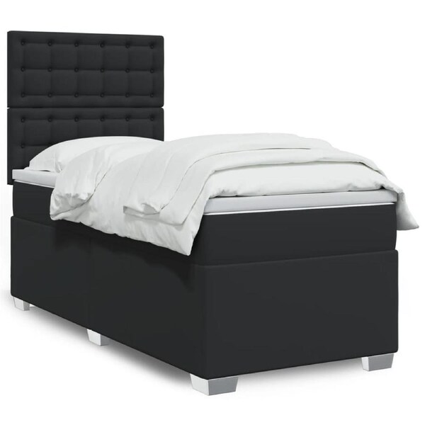Box Spring Bed with Mattress Black King Single Faux Leather vidaXL