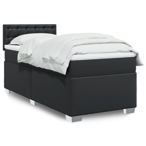 Box Spring Bed with Mattress Black King Single Faux Leather vidaXL