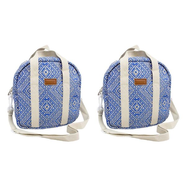 2PK LVD Santorini Insulated School/Work Lunch Cooler Storage Travel Bag Blue