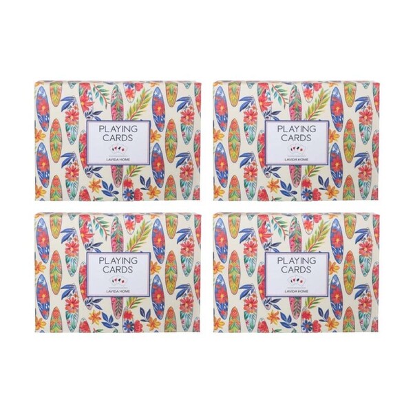 4PK LVD Surfboard-Themed Poker/Game Playing Cards Standard Deck 8.9x6.3cm