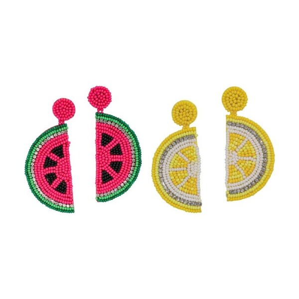 LVD Womens Watermelon & Lemon Earrings W/ Stainless Steel Fittings Multicolour