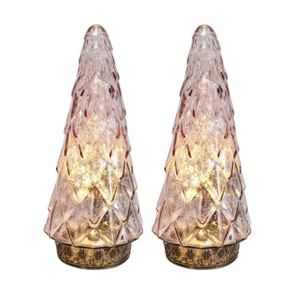 2PK LVD Vintage-Inspired Large Pine Tree LED Lantern Home Decor Punch 11x11x24cm