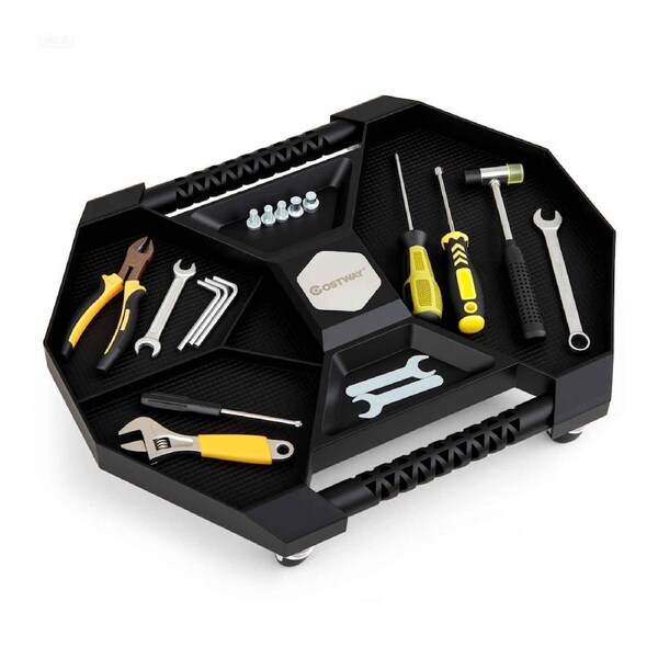 Costway Auto Rolling Tool Tray Creeper Caddy Tray 4 Casters Universal Creeper Tool 13.5kg Garage Workshop Mechanics