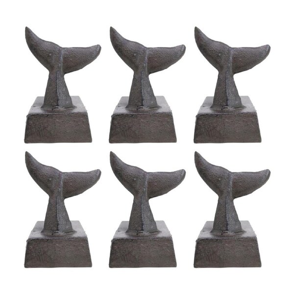 6PK LVD Coastal Cast Iron Whale Tail Heavy Door Stopper Home Decor 19x18x15cm