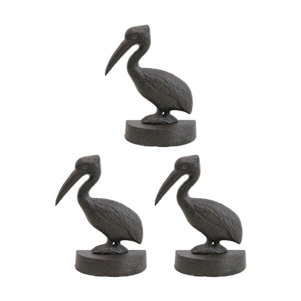 3PK LVD Coastal Cast Iron Pelican Heavy Door Stopper Home Decor 24x17x13cm