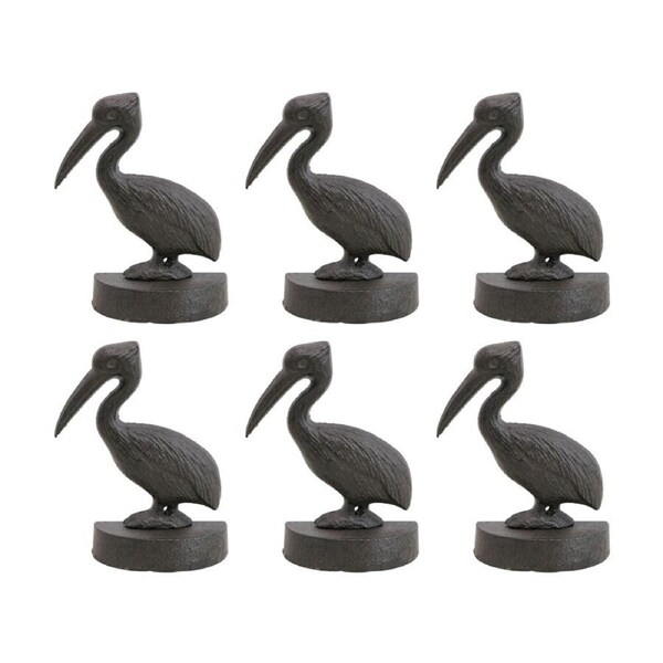 6PK LVD Coastal Cast Iron Pelican Heavy Door Stopper Home Decor 24x17x13cm