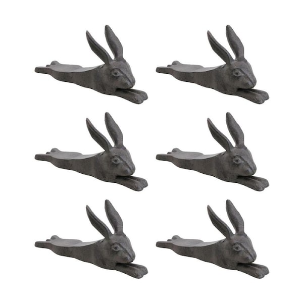 6PK LVD Cast Iron Long Rabbit Wedge Door Stopper Home Decor 20x12x12cm