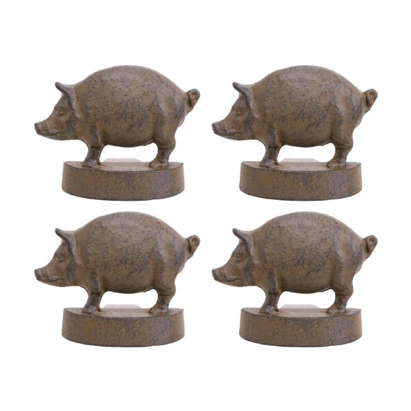 4PK LVD Chunky Pig Rustic Metal Door Stopper Farmhouse Home Decor 28x14x13cm