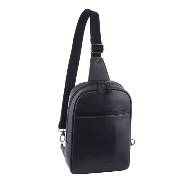 Pierre Cardin Mens Leather Crossbody Bag w/ Shoulder Strap in Navy/Black