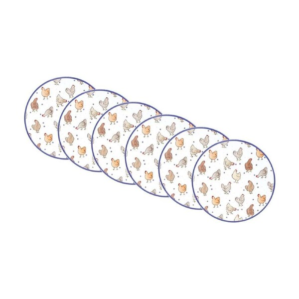 6PK LVD Chickens Ceramic/Cork Kitchen Trivet/Placemat 25x25cm Multicoloured