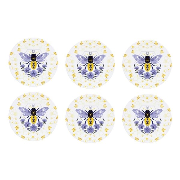 6PK LVD Boho Bee Ceramic/Cork Kitchen Trivet/Placemat 25x25cm Multicoloured