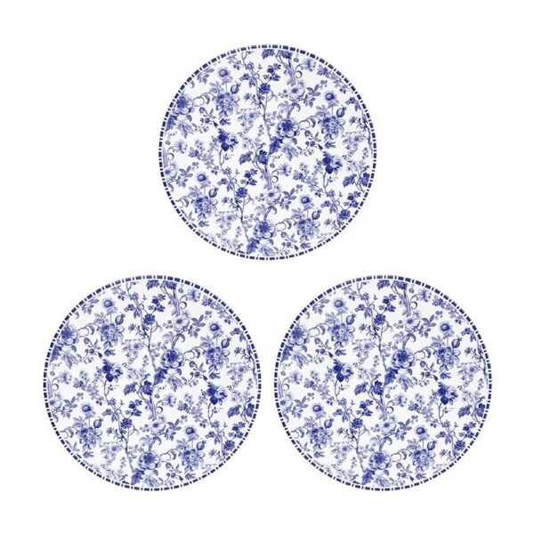 3PK LVD French Country Ceramic/Cork Kitchen Trivet/Placemat 25x25cm White/Blue