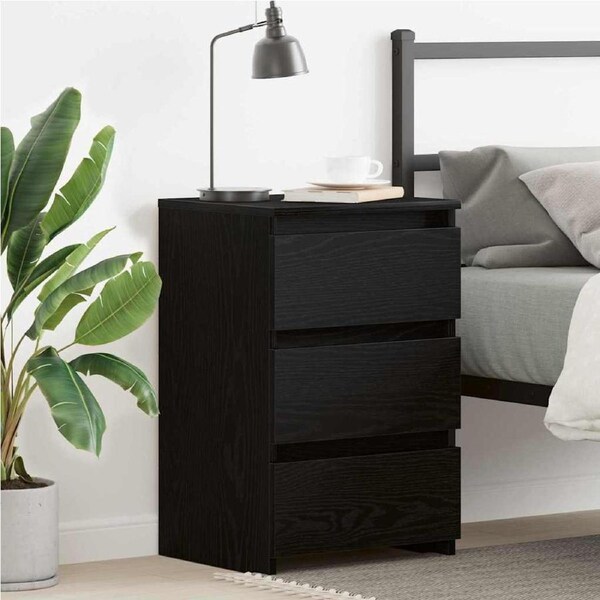 Bedside Cabinet Black Oak 40 x 35 x 62,5 cm Engineered Wood vidaXL