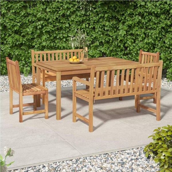 5 Piece Garden Dining Set Solid Wood Teak vidaXL