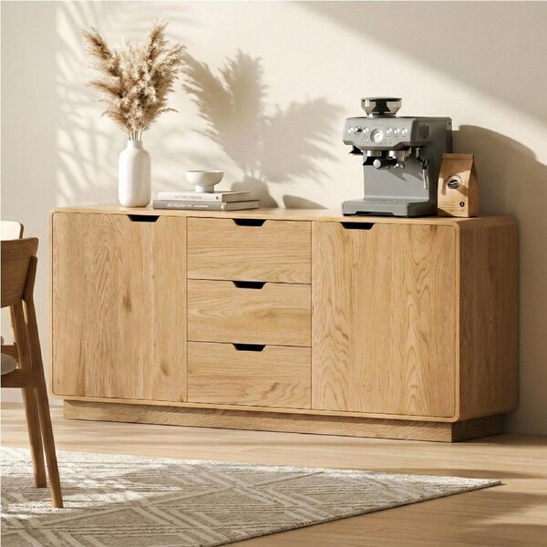 160cm Artiss Buffet Sideboard Cabinet Round Edge Oak