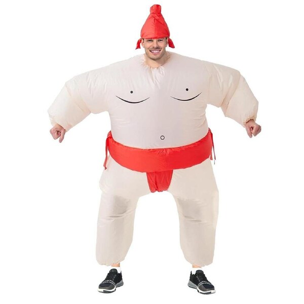 Adult Inflatable Sumo Wrestler Costume One Size Fancy Dress in Red