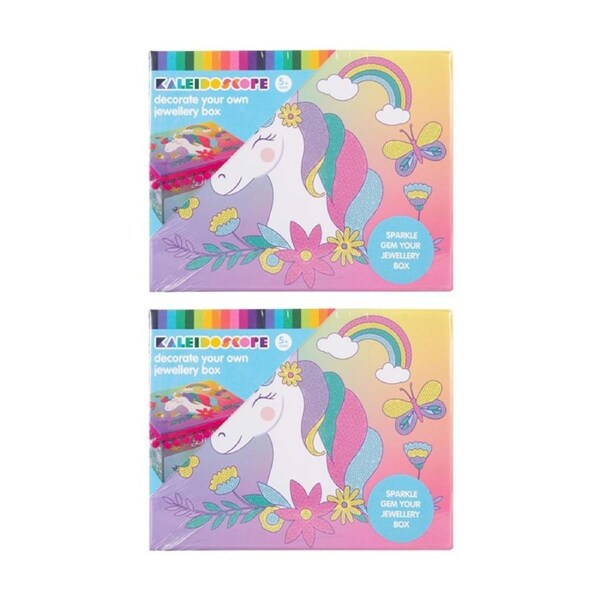 2PK Kaleidoscope Decorate Your Own Sparkle Gem Craft Jewellery Box 5y+