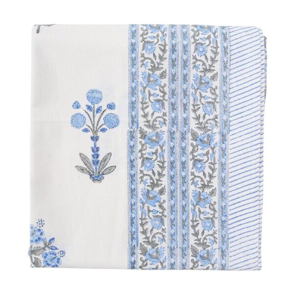 LVD Handcrafted 100% Cotton Blockprint Hamptons Tablecloth 270x150cm Multicolour