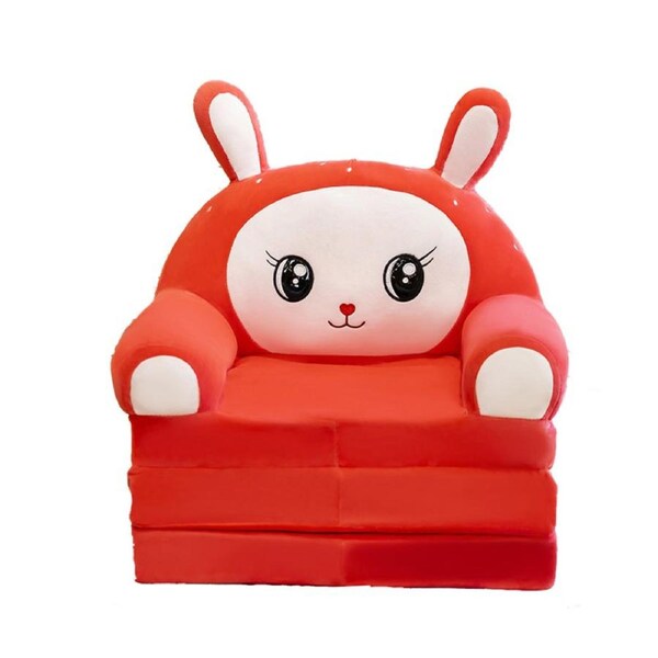 HOLALA 2-in-1 Kids Fold-Out Couch Bed-Red Rabbit