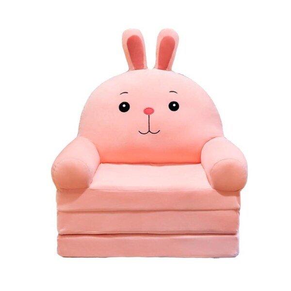 HOLALA 2-in-1 Kids Fold-Out Couch Bed-Pink Rabbit