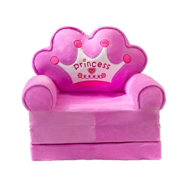 HOLALA 2-in-1 Kids Fold-Out Couch Bed-Purple Crown
