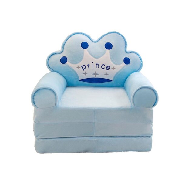 HOLALA 2-in-1 Kids Fold-Out Couch Bed-Blue Crown