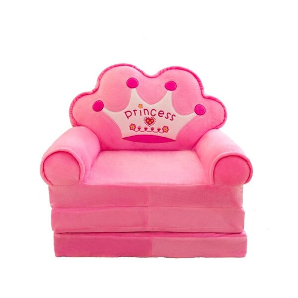 HOLALA 2-in-1 Kids Fold-Out Couch Bed-Pink Crown